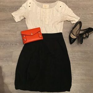 Deletta light cream top with ruffled & lace